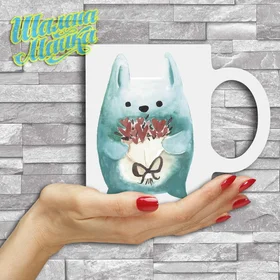 Прикольные кружки: Love 167 Зайка с букетом Акварель